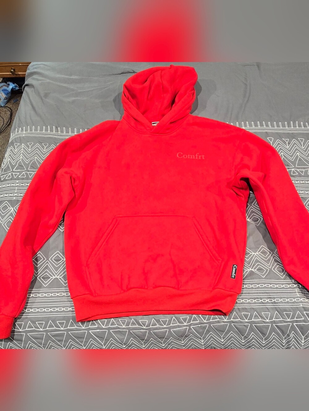 Comfrt Unisex Hoodie In Red Size Medium